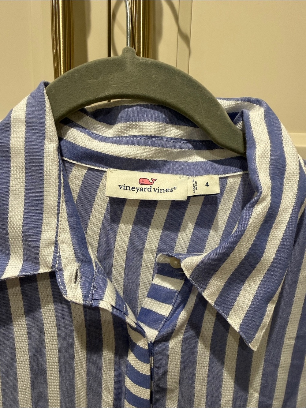 Vineyard Vines Blue and White Striped Tiered Shirt Dress New W/out Tags Sz 4+ - Picture 2 of 6